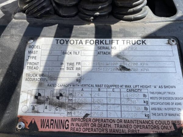 Used 2007 TOYOTA Forklifts 7FDU70 - Image 5