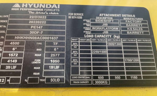 Hyundai 3T Diesel Forklift - Image 6