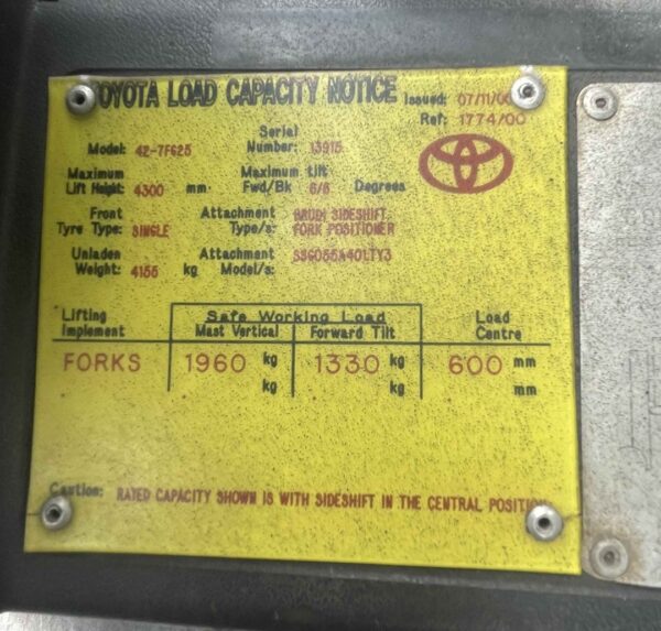 Toyota 2.5T LPG Forklift - Image 6